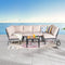 Festival Depot 7pcs Patio Conversation Set Sectional Chairs with Thick Cushions Corner Sofas and Side Coffee Table All Weather Metal Outdoor Furniture for Garden Backyard, Beige