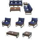 Festival Depot 7 Pieces Patio Conversation Sets Outdoor Furniture Loveseats Sectional Sofa with All-Weather PE Rattan Wicker Back Chair, Coffee Side Table and Soft Removable Couch Cushions(Blue)