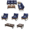 Festival Depot 7 Pieces Patio Conversation Sets Outdoor Furniture Loveseats Sectional Sofa with All-Weather PE Rattan Wicker Back Chair, Coffee Side Table and Soft Removable Couch Cushions(Blue)