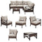 Festival Depot 6 Pcs Patio Outdoor Furniture Conversation Set Sectional Corner Sofa with All-Weather Brown Wicker Back Chair, Coffee Side Table, Ottoman and Soft Thick Removable Couch Cushion