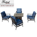 Festival Depot Patio Conversation Set Outdoor Furniture 50,000 BTU Propane Fire Pit Table Gas and Armrest Chair with Thick & Soft Cushions for Garden, Pool, Backyard
