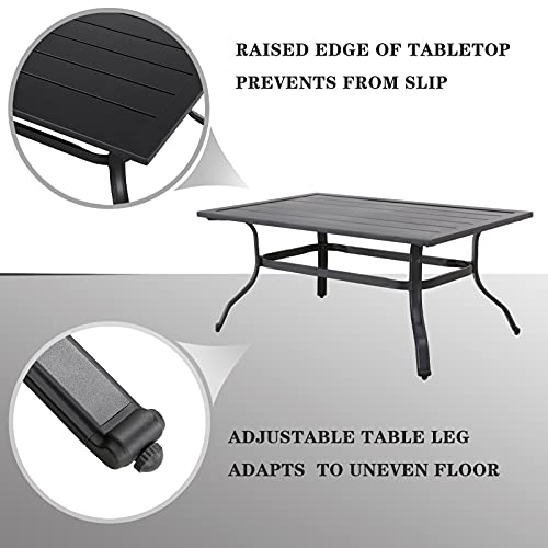 Festival Depot 2 Pieces Outdoor Furniture Patio Conversation Set Bistro Loveseat with Seat and Back Thick Cushions and Metal Coffee Table with Slatted Steel Tabletop for Backyard Porch Balcony