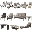 Sports Festival 14 Pieces Outdoor Sectional Sofa Furniture Set Include 6-Seats Dining Set, 5-Seats Loveseat Set Set with Metal Frame, Woven Wicker and Removable Back& Seat Cushions