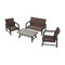 Festival Depot 4Pcs Patio Conversation Set, PE Wicker Bistro Set, All-Weather Outdoor Furniture, with 1 Loveseat 2 Armchair and 1 DPC Coffee Table for Backyard Porch Lawn Deck Garden