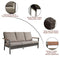 Festival Depot 3 Seats Patio Chair Rattan Wicker Bench in Metal Frame Sofa with Removable Cushions Outdoor Furniture for Lawn Garden Backyard, Dark Grey