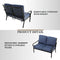 Festival Depot 2 Pieces Outdoor Furniture Patio Conversation Set Bistro Loveseat with Seat and Back Thick Cushions and Metal Coffee Table with Slatted Steel Tabletop for Backyard Porch Balcony