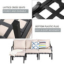 Festival Depot 4 Pieces Patio Conversation Set Sectional Chair Ottoman with Thick Cushions All Weather Metal Outdoor Furniture for Deck Balcony, Beige