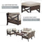 Festival Depot 7 Pcs Patio Outdoor Furniture Loveseat Conversation Set Sectional Sofa with All-Weather Brown Wicker Back Armchair, Coffee Table, Ottoman and Soft Thick Removable Couch Cushions