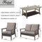 Festival Depot 4 Pieces Patio Outdoor Conversation Chairs Loveseat Set with Coffee Rectangle Table Metal Frame Furniture Garden Bistro Seating Thick Soft Cushions