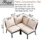 Festival Depot 3 Pieces Patio Conversation Set Sectional Corner Chair with Thick Cushions All Weather Metal Outdoor Furniture for Deck Porch Garden, Beige