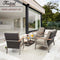 Festival Depot 4 Pieces Patio Outdoor Conversation Chairs Loveseat Set with Coffee Rectangle Table Metal Frame Furniture Garden Bistro Seating Thick Soft Cushions
