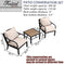 Festival Depot 3pcs Patio Bistro Set Metal Armchairs with Cushions and Side Table All Weather Outdoor Furniture for Garden Balcony, Beige