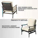 Festival Depot 6Pcs Outdoor Furniture Patio Conversation Set All Weather Black Metal Armchairs Loveseat with Seat and Back Cushions, 3-Seating Chair, Rectangle Coffee Table for Deck Lawn Garden