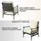 Festival Depot 6Pcs Outdoor Furniture Patio Conversation Set All Weather Black Metal Armchairs Loveseat with Seat and Back Cushions, 3-Seating Chair, Rectangle Coffee Table for Deck Lawn Garden