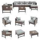 Festival Depot 7 Pieces Patio Outdoor Furniture Conversation Sets Sectional Corner Sofa, Wicker Chairs with Ottoman, Coffee Table and Seating Thick Soft Cushion(Grey)