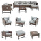 Festival Depot 7 Pieces Patio Outdoor Furniture Conversation Sets Sectional Corner Sofa, Wicker Chairs with Ottoman, Coffee Table and Seating Thick Soft Cushion(Grey)
