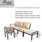 Festival Depot 6-Pieces Patio Outdoor Furniture Conversation Sets Sectional Sofa, All-Weather Black Slatted Back Chairs with Square Coffee Table, Ottoman and Removable Thick Soft Couch Cushions(Beige)