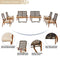 Festival Depot 10 Pieces Patio Outdoor Furniture Conversation Set with Metal Side Coffee Side Table Wooden-Color Steel Wicker Weaving Mesh Back Armchair with Cushions (Khaki)