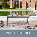 Festival Depot Patio Wicker Coffee Table, All-Weather Rattan Square Dining Table with Metal Steel Frame Wooden-Like Top Outdoor Sectional Furniture for Garden Pool Backyard Lawn (Rectangle)