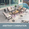 Festival Depot 7 Pieces Patio Conversation Set Sectional Sofa Armchair with Thick Cushions and Coffee Table All Weather Metal Outdoor Furniture for Deck Garden, Beige