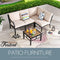 Festival Depot 5 Pieces Patio Conversation Set Sectional Corner Chair with Cushions and Side Table All Weather Metal Outdoor Furniture for Deck Balcony Garden, Beige