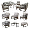 Festival Depot 10pcs Outdoor Furniture Patio Conversation Set Sectional Sofa Chairs All Weather Brown Wicker Ottoman Slatted Coffee Table with Thick Grey Seat Back Cushions, Black