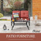 Festival Depot 2 Pieces Outdoor Furniture Patio Conversation Set Bistro Loveseat with Seat and Back Thick Cushions and Metal Coffee Table with Slatted Steel Tabletop for Backyard Porch Balcony