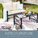 Festival Depot 2pcs Outdoor Furniture Patio Conversation Set Metal Coffee Table Loveseat Armchairs with Seat and Back Cushions Without Pillows for Lawn Beach Backyard Pool, Khaki