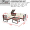 Festival Depot Patio Conversation Set, PE Wicker Four-Seater Corner Conjoined Storage Box Sofa Set, All-Weather Outdoor Furniture with Cushions Rattan Coffee Table for Backyard Garden Indoor (Beige)