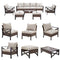 Festival Depot 9 Pcs Patio Outdoor Furniture Conversation Set Sectional Sofa with All-Weather Brown PE Rattan Wicker Back Chair, Ottoman, Coffee Table and Soft Thick Removable Couch Cushions