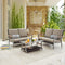 Festival Depot 3 Pcs Patio Conversation Set 2 Wicker Chairs All Weather Rattan Loveseats with Thick Cushions and Coffee Table in Metal Frame Outdoor Furniture for Deck Garden, Gray