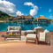 Festival Depot 8 Pieces Outdoor Furniture Patio Conversation Set Combination Sectional Sofa Loveseat All-Weather Woven Wicker Metal Chairs with Seating Back Cushions Side Coffee Table Ottoman, Gray
