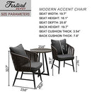 Festival Depot 3 Pieces Patio Furniture Outdoor Bistro Set Iron Desktop Wood Grain Circle Coffee Side Table Slatted Steel Frame