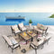 Festival Depot 10pcs Patio Conversation Set Sectional Metal Chairs with Cushions and Coffee Tables All Weather Outdoor Furniture for Garden Backyard, Beige