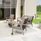 Festival Depot 4 Pieces Patio Outdoor Conversation Chairs Loveseat Set with Coffee Rectangle Table Metal Frame Furniture Garden Bistro Seating Thick Soft Cushions