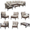 Festival Depot 8 Pcs Patio Outdoor Furniture Conversation Set Sectional Sofa with All-Weather Brown PE Rattan Wicker Back Chair, Coffee Table and Soft Thick Removable Couch Cushions