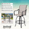 Festival Depot 9 Pcs Patio Dining Set Bar Height Stools Swivel Bistro Chairs with Armrest and Tempered Glass Top Table Metal Outdoor Furniture for Yard (Taupe)