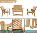 Festival Depot 4 Pieces Patio Furniture Outdoor Conversation Set Wood Armrest Loveseat Lounge Chair Stars and Strips Printing Dining Coffee Side Table