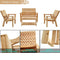 Festival Depot 4 Pieces Patio Furniture Outdoor Conversation Set Wood Armrest Loveseat Lounge Chair Stars and Strips Printing Dining Coffee Side Table