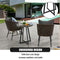 Festival Depot 3 Pieces Patio Furniture Outdoor Bistro Set Iron Desktop Wood Grain Circle Coffee Side Table Slatted Steel Frame