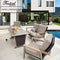 Festival Depot 4 Pieces Patio Outdoor Conversation Chairs Loveseat Set with Coffee Rectangle Table Metal Frame Furniture Garden Bistro Seating Thick Soft Cushions