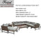 Festival Depot 10 Pieces Patio Conversation Set Outdoor Furniture Combination Sectional Corner Sofa Set All-Weather Woven Wicker Metal Chair with Cushions Side Coffee Table Ottoman, Gray