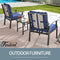 Festival Depot 3-Piece Patio Bistro Set Conversation Set Armchair Set with Side Coffee Table Outdoor Furniture with Hand-Woven Textilene Rope Backrest (Black Metal Frame with Blue Cushion)