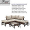 Festival Depot 6 Pieces Patio Outdoor Furniture Conversation Set Sectional Corner Sofa with All-Weather Brown PE Wicker Back Chair, Coffee Table, Ottoman and Thick Soft Removable Couch Cushions