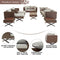 Festival Depot 12pcs Outdoor Furniture Patio Conversation Set Sectional Corner Sofa Chairs with X Shaped Metal Leg All Weather Brown Rattan Wicker Rectangle Coffee Table with Grey Seat Back Cushions