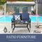 Festival Depot 2 Pieces Outdoor Furniture Patio Conversation Set Bistro Loveseat with Seat and Back Thick Cushions and Metal Coffee Table with Slatted Steel Tabletop for Backyard Porch Balcony
