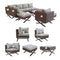 Festival Depot 9pcs Outdoor Furniture Patio Conversation Set Sectional Corner Sofa Chairs with X Shaped Metal Leg All Weather Brown Rattan Wicker Ottoman Side Coffee Table with Grey Seat Back Cushions