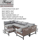 Festival Depot 7 Pieces Patio Outdoor Furniture Conversation Sets Sectional Corner Sofa, Weaving Wicker Chairs with Side Coffee Table and Cushions (Grey)