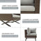 Festival Depot 5 Piece Patio Outdoor Furniture Conversation Set Wicker Rattan Armchair Corner Sofa and Coffee Table X Shaped Slatted Steel Frame Leg for Porch Lawn Garden Balcony Pool Backyard