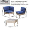 Festival Depot 6pcs Furniture Patio Conversation Set Sectional PE Rattan Wicker Sofa Couch with Coffee Table and Washable Seat Cushions, Blue